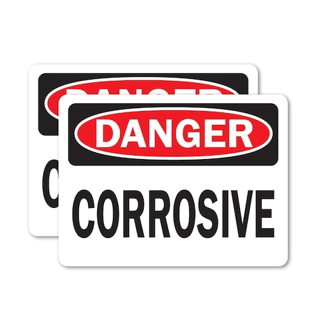 Signmission Corrosive Danger Sign, Vinyl Decal, 5in W x 3.5in L, 2PK OS-2PACK-DS-D-35-L-19323